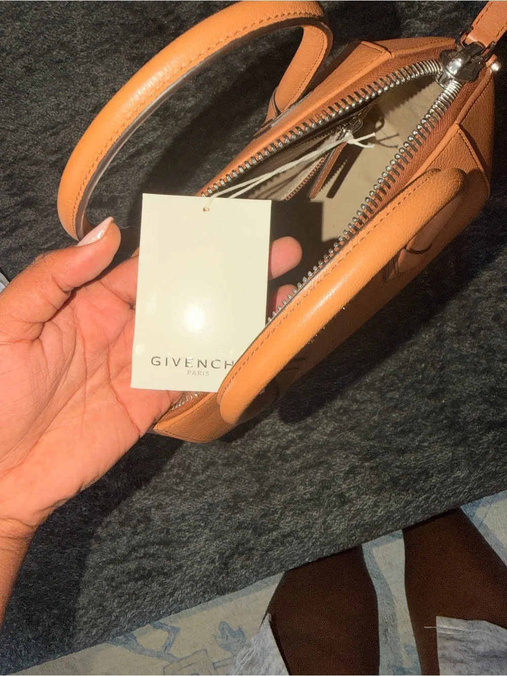 NWT Givenchy Tan Leather Satchel with Detachable Strap
